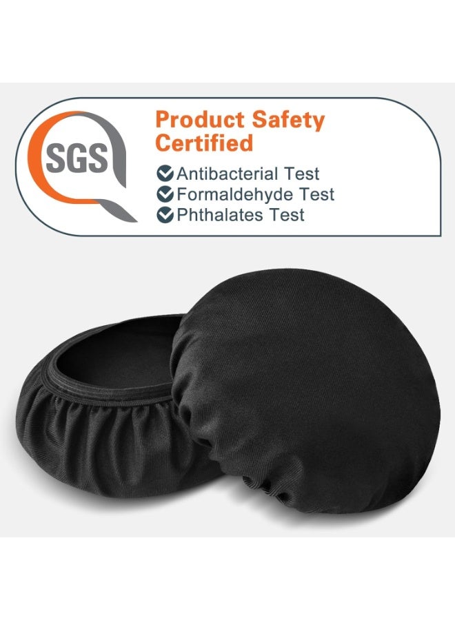 2 Pairs Flex Fabric Headphones Ear Covers - Product Safety Certified - Washable & Stretchable Earcup Protectors for Over-Ear Headsets, Sweat Pads for Gym, Gaming (Size M/Black) - Image 3